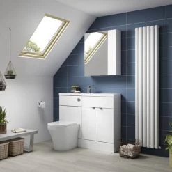 Brooklyn 1100mm White Gloss Slimline Combination Furniture Pack 5 Brooklyn 1100mm White Gloss Slimline Combination Furniture Pack -Bathroom Furniture Sale BKS1100WHT D2 460