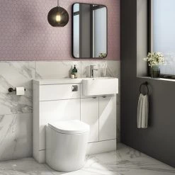Brooklyn 1000 Gloss White Semi-Recessed Combination Unit (Round Basin, Vanity + WC Unit)