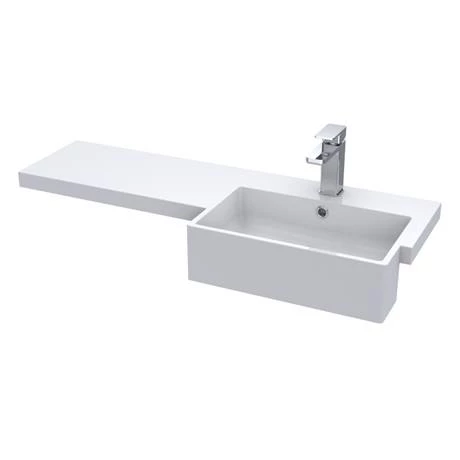 Brooklyn 1000 Gloss White Semi-Recessed Combination Unit (Square Basin, Vanity + WC Unit) 2 Brooklyn 1000 Gloss White Semi-Recessed Combination Unit (Square Basin, Vanity + WC Unit) - Image 2