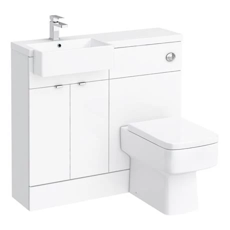 Brooklyn 1000 Gloss White Semi-Recessed Combination Unit (Square Basin, Vanity + WC Unit) 5 Brooklyn 1000 Gloss White Semi-Recessed Combination Unit (Square Basin, Vanity + WC Unit) - Image 5