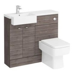 Brooklyn 1000 Grey Avola Semi-Recessed Combination Unit (Square Basin, Vanity + WC Unit) -Bathroom Furniture Sale BS54LR n d1 460