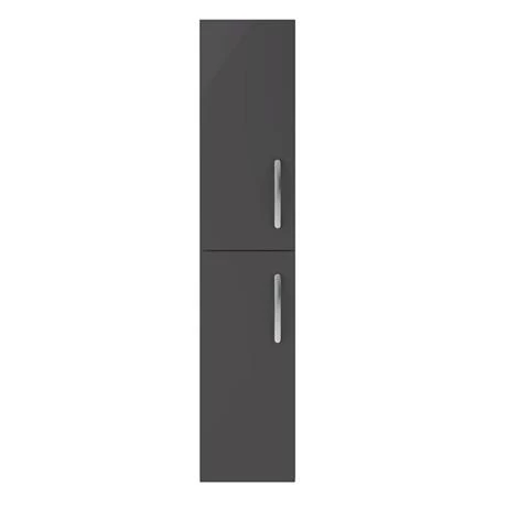 Brooklyn Gloss Grey Wall Hung 2 Door Tall Storage Cabinet 2 Brooklyn Gloss Grey Wall Hung 2 Door Tall Storage Cabinet - Image 2