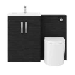 Brooklyn Black Modern Sink Vanity Unit + Toilet Package -Bathroom Furniture Sale BWCBLK n d5a 460