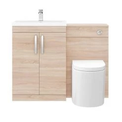 Brooklyn Natural Oak Modern Sink Vanity Unit + Toilet Package -Bathroom Furniture Sale BWCN ND6 460