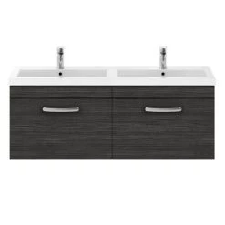 Brooklyn 1205mm Black Wall Hung Single 2 Double Basin Vanity Unit 9 Brooklyn 1205mm Black Wall Hung Single 2 Double Basin Vanity Unit -Bathroom Furniture Sale BWH12B1D d4 460