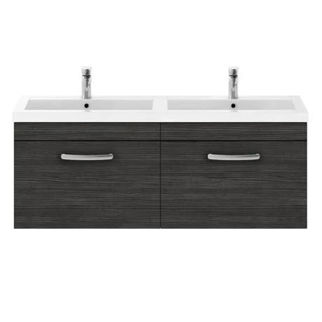 Brooklyn 1205mm Black Wall Hung Single 2 Double Basin Vanity Unit 5 Brooklyn 1205mm Black Wall Hung Single 2 Double Basin Vanity Unit - Image 5