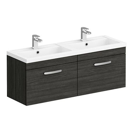 Brooklyn 1205mm Black Wall Hung Single 2 Double Basin Vanity Unit 1 Brooklyn 1205mm Black Wall Hung Single 2 Double Basin Vanity Unit