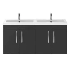 Brooklyn 1205mm Gloss Grey Wall Hung 4 Door Double Basin Vanity Unit -Bathroom Furniture Sale BWH12GG2D d3 460