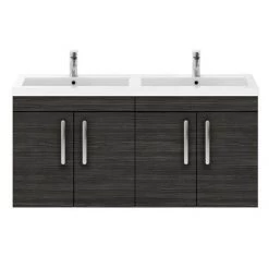Brooklyn 1205mm Black Wall Hung 4 Door Double Basin Vanity Unit -Bathroom Furniture Sale BWH12HB2D d3 460
