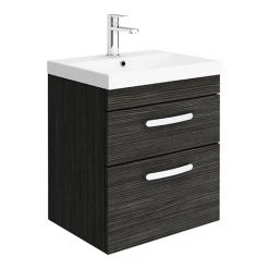 Brooklyn 500 Black Wall Hung 2 Drawer Vanity Unit with Thin-Edge Basin