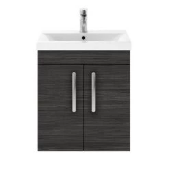 Brooklyn 500mm Black 2 Door Wall Hung Vanity Unit -Bathroom Furniture Sale BWH5BLK d4 460