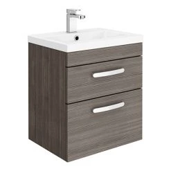 Brooklyn 500mm Grey Avola 2 Drawer Wall Hung Vanity Unit