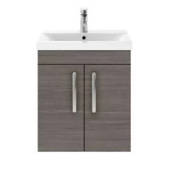 Brooklyn 500mm Grey Avola 2 Door Wall Hung Vanity Unit -Bathroom Furniture Sale BWH5GA nd1 460
