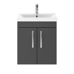 Brooklyn 500mm Gloss Grey 2 Door Wall Hung Vanity Unit -Bathroom Furniture Sale BWH5GG d4 460