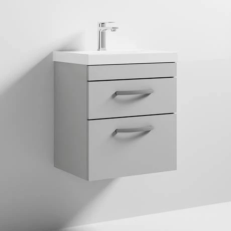 Brooklyn 500 Grey Mist Wall Hung 2 Drawer Vanity Unit with Thin-Edge Basin 3 Brooklyn 500 Grey Mist Wall Hung 2 Drawer Vanity Unit with Thin-Edge Basin - Image 3