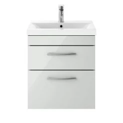 Brooklyn 500mm Grey Mist 2 Drawer Wall Hung Vanity Unit -Bathroom Furniture Sale BWH5GM2D d3 460