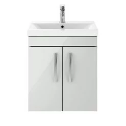 Brooklyn 500mm Grey Mist 2 Door Wall Hung Vanity Unit -Bathroom Furniture Sale BWH5GM d3 460