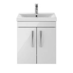 Brooklyn 500mm Gloss White 2 Door Wall Hung Vanity Unit -Bathroom Furniture Sale BWH5GW d4 460