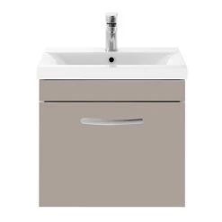 Brooklyn 500mm Stone Grey Wall Hung Vanity Unit - Single Drawer