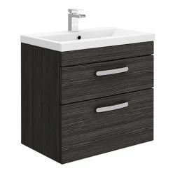 Brooklyn 600mm Black Wall Hung Double Drawer Vanity Unit