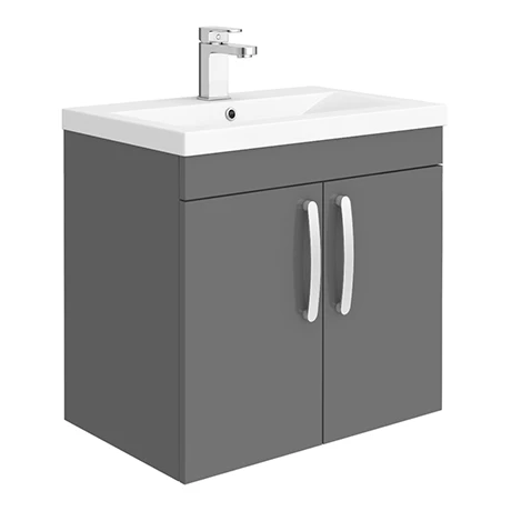 Brooklyn 600mm Gloss Grey 2 Door Wall Hung Vanity Unit 1 Brooklyn 600mm Gloss Grey 2 Door Wall Hung Vanity Unit