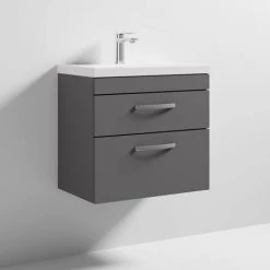 Brooklyn 600 Gloss Grey Wall Hung 2 Drawer Vanity Unit with Thin-Edge Basin 7 Brooklyn 600 Gloss Grey Wall Hung 2 Drawer Vanity Unit with Thin-Edge Basin -Bathroom Furniture Sale BWH6GG2DTE d3 460