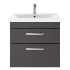 Brooklyn 600mm Gloss Grey 2 Drawer Wall Hung Vanity Unit 7 Brooklyn 600mm Gloss Grey 2 Drawer Wall Hung Vanity Unit -Bathroom Furniture Sale BWH6GG2D d2 460