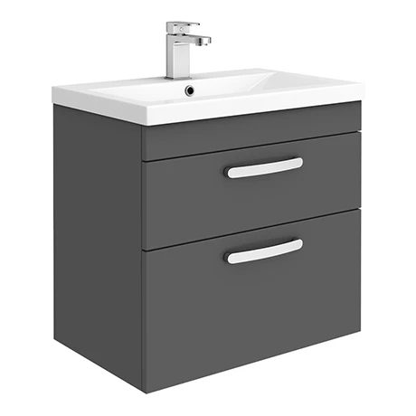 Brooklyn 600mm Gloss Grey 2 Drawer Wall Hung Vanity Unit 1 Brooklyn 600mm Gloss Grey 2 Drawer Wall Hung Vanity Unit