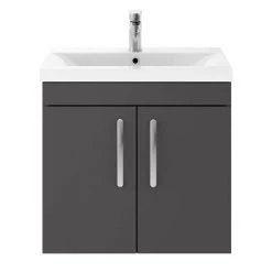 Brooklyn 600mm Gloss Grey 2 Door Wall Hung Vanity Unit 9 Brooklyn 600mm Gloss Grey 2 Door Wall Hung Vanity Unit -Bathroom Furniture Sale BWH6GG d4 460