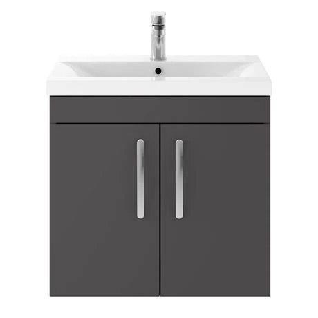 Brooklyn 600mm Gloss Grey 2 Door Wall Hung Vanity Unit 5 Brooklyn 600mm Gloss Grey 2 Door Wall Hung Vanity Unit - Image 5