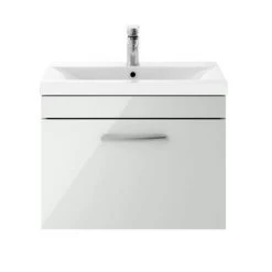 Brooklyn 600mm Grey Mist 1 Drawer Wall Hung Vanity Unit -Bathroom Furniture Sale BWH6GM1D n d1 460