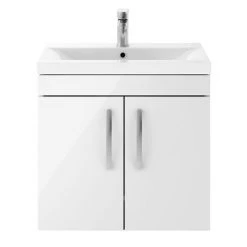 Brooklyn 600mm Gloss White 2 Door Wall Hung Vanity Unit -Bathroom Furniture Sale BWH6GW d4 460