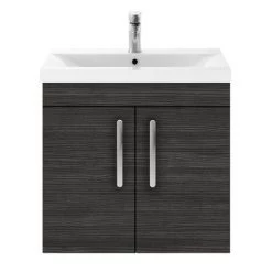 Brooklyn 600mm Black 2 Door Wall Hung Vanity Unit 7 Brooklyn 600mm Black 2 Door Wall Hung Vanity Unit -Bathroom Furniture Sale BWH6HB d4 460