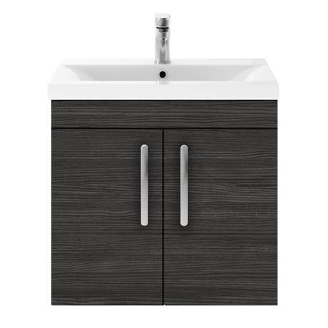 Brooklyn 600mm Black 2 Door Wall Hung Vanity Unit 4 Brooklyn 600mm Black 2 Door Wall Hung Vanity Unit - Image 4