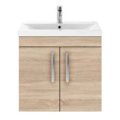 Brooklyn 600mm Natural Oak 2 Door Wall Hung Vanity Unit -Bathroom Furniture Sale BWH6N n d5 460