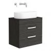 Brooklyn Wall Hung Countertop Basin Unit - Black - 605mm 2 Drawer incl. Basin
