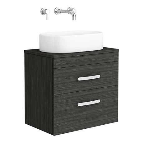 Brooklyn Wall Hung Countertop Basin Unit - Black - 605mm 2 Drawer incl. Basin 1 Brooklyn Wall Hung Countertop Basin Unit - Black - 605mm 2 Drawer incl. Basin