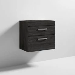 Brooklyn Wall Hung Countertop Vanity Unit - Black - 605mm 2 Drawer -Bathroom Furniture Sale BWH6WT2DB n d1 460