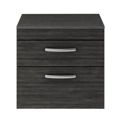Brooklyn Wall Hung Countertop Vanity Unit - Black - 605mm 2 Drawer -Bathroom Furniture Sale BWH6WT2DB d3 460