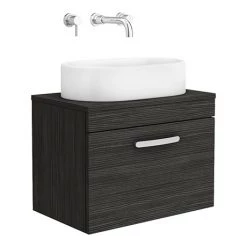 Brooklyn Wall Hung Countertop Basin Unit - Black - 605mm incl. Basin