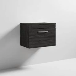 Brooklyn Wall Hung Countertop Vanity Unit - Black - 605mm -Bathroom Furniture Sale BWH6WTB d5 460