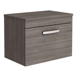 Brooklyn Wall Hung Countertop Vanity Unit - Grey Avola - 605mm with Chrome Handle
