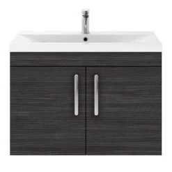 Brooklyn 800mm Black 2 Door Wall Hung Vanity Unit -Bathroom Furniture Sale BWH82DBLK d4 460