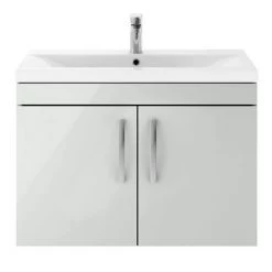 Brooklyn 800mm Grey Mist 2 Door Wall Hung Vanity Unit -Bathroom Furniture Sale BWH82DGM ND1 460