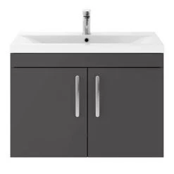 Brooklyn 800mm Gloss Grey 2 Door Wall Hung Vanity Unit 7 Brooklyn 800mm Gloss Grey 2 Door Wall Hung Vanity Unit -Bathroom Furniture Sale BWH82DGRY d3 460