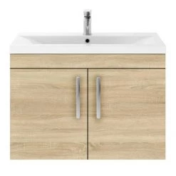 Brooklyn 800mm Natural Oak 2 Door Wall Hung Vanity Unit -Bathroom Furniture Sale BWH82DNO d2 460