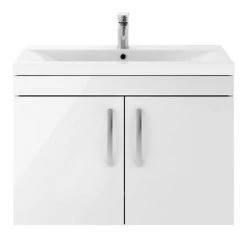 Brooklyn 800mm Gloss White 2 Door Wall Hung Vanity Unit -Bathroom Furniture Sale BWH82DWHT d4 460