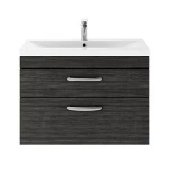 Brooklyn 800mm Black 2 Drawer Wall Hung Vanity Unit -Bathroom Furniture Sale BWH8BLK2D d4 460
