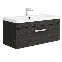 Brooklyn Black 800mm Wall Hung Vanity Unit - Single Drawer