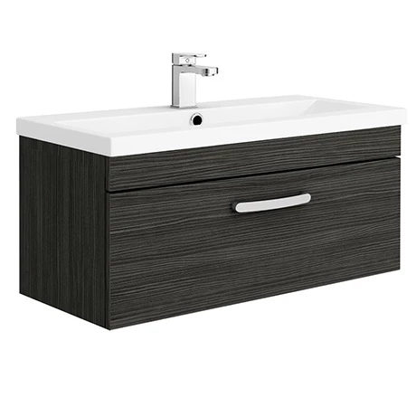 Brooklyn Black 800mm Wall Hung Vanity Unit - Single Drawer 1 Brooklyn Black 800mm Wall Hung Vanity Unit - Single Drawer